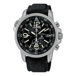 Horlogeband Seiko V172-0AL0 / SBDL031 / L0DG011J0 Leder/Textiel Zwart 21mm
